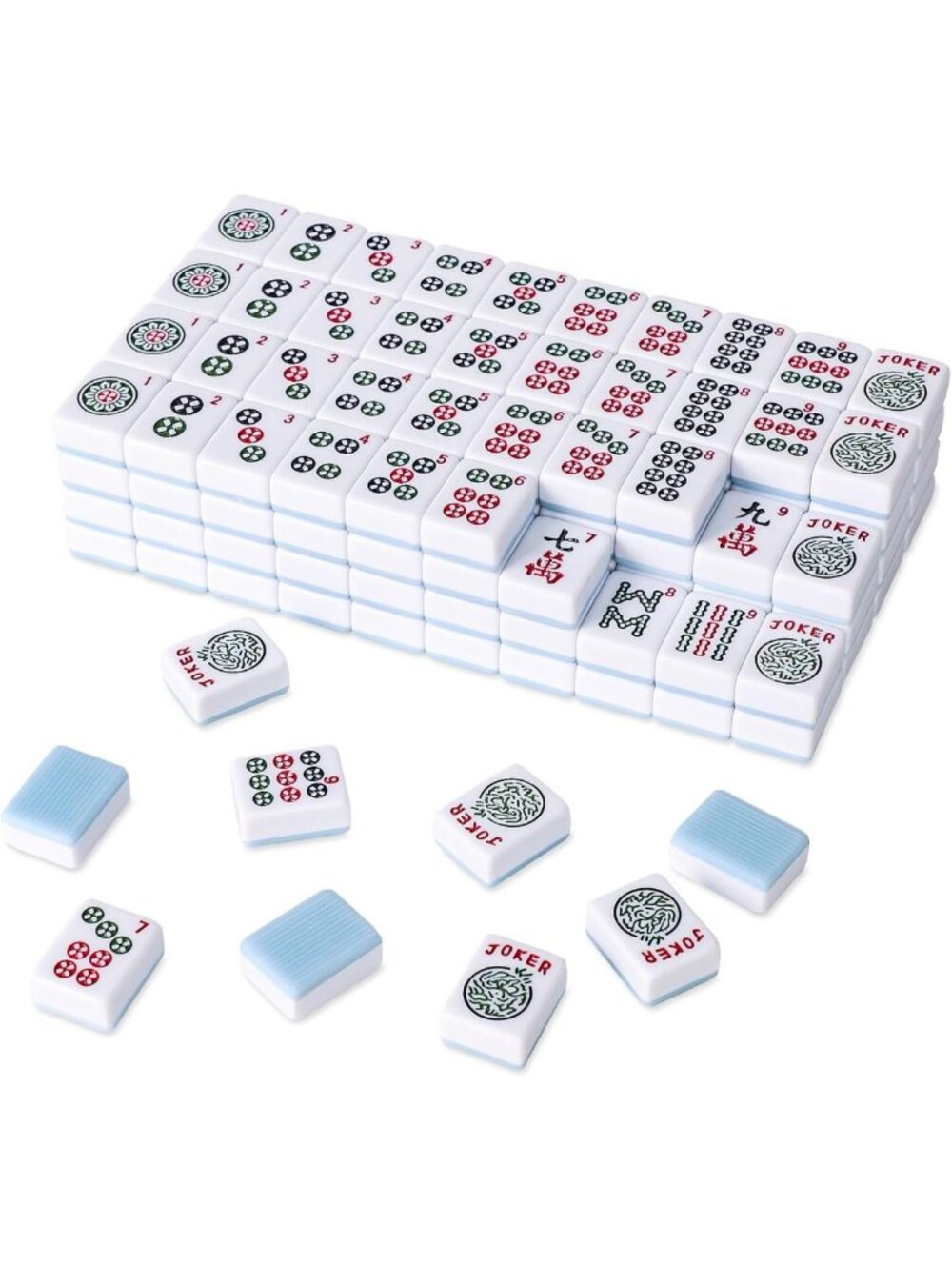 166 Blue Back Mahjong Tiles Set - 1.2” Size, Perfect for Game Nights
